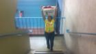 Taking the STAIRS two at a time with OVERHEAD MAIL BIN PRESS! Lashonda K. of Berkley, CA